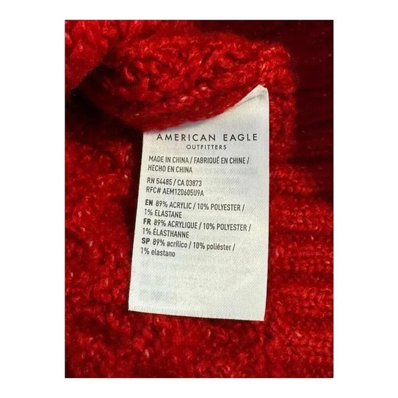 NEW American Eagle AE‎ XS Red Soft & Cozy Mixed Stitch Sweater NWT - Picture 5 of 8